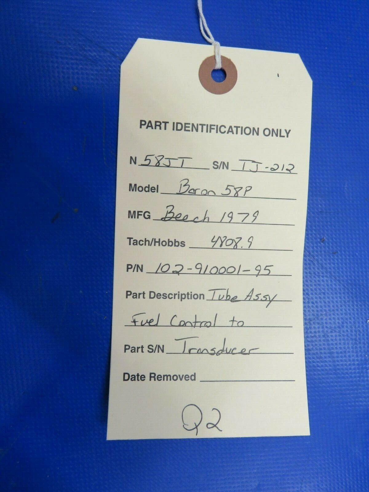 Beech Baron 58P Tube Assy Fuel Control to Transducer P/N 102-91001-95 (0420-153)