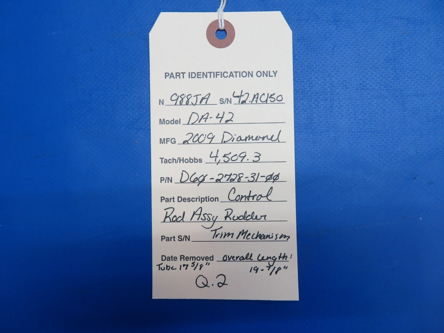 Diamond Control Rod Assy Rudder Trim Mechanism P/N D60-2728-31-00 (0623-128)
