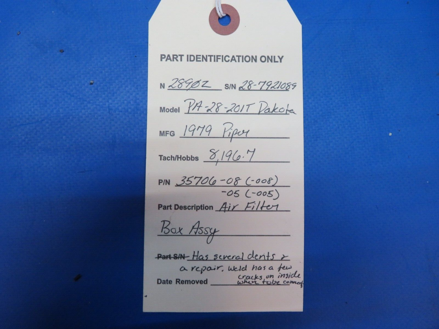 Piper PA-28-201T Dakota Air Filter Box Assy P/N 35706-08, 35706-008 (1222-713)