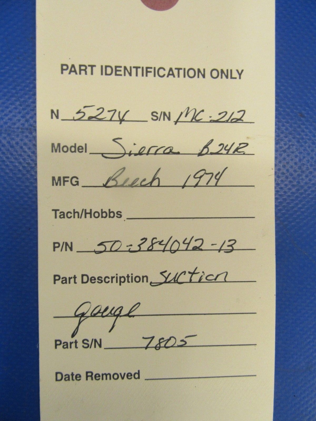Beech B-24R Sierra Suction Gauge P/N 50-384042-13 (0618-369)