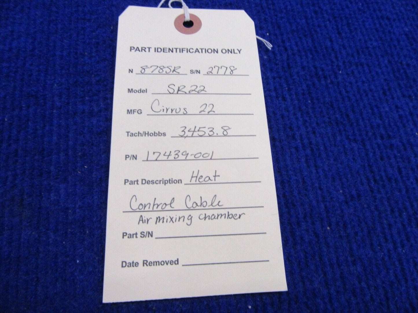 Cirrus SR-22 Heat Control Cable Air Mixing Chamber P/N 17439-001 (1221-559)