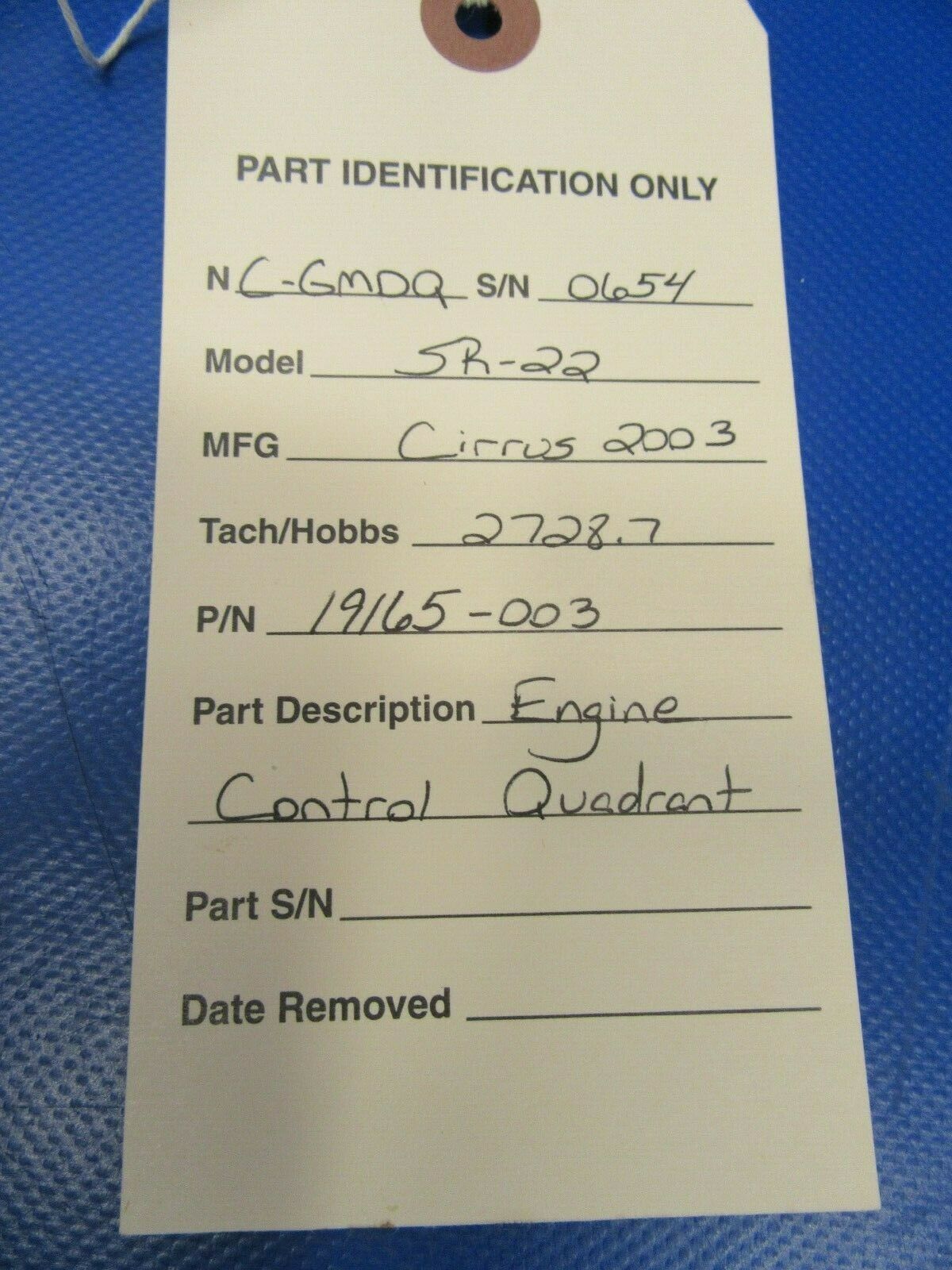 Cirrus SR22 Engine Control Quadrant P/N 19165-003 (1019-412)