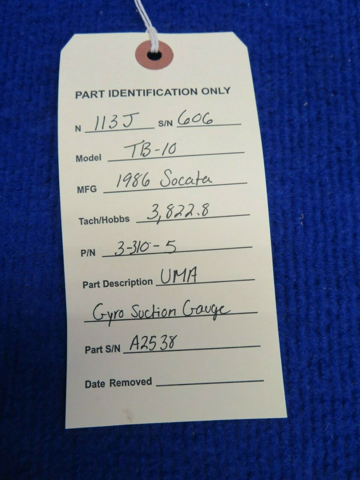 Socata TB-10 Uma Gyro Suction Gauge P/N 3-310-5 (0422-400)