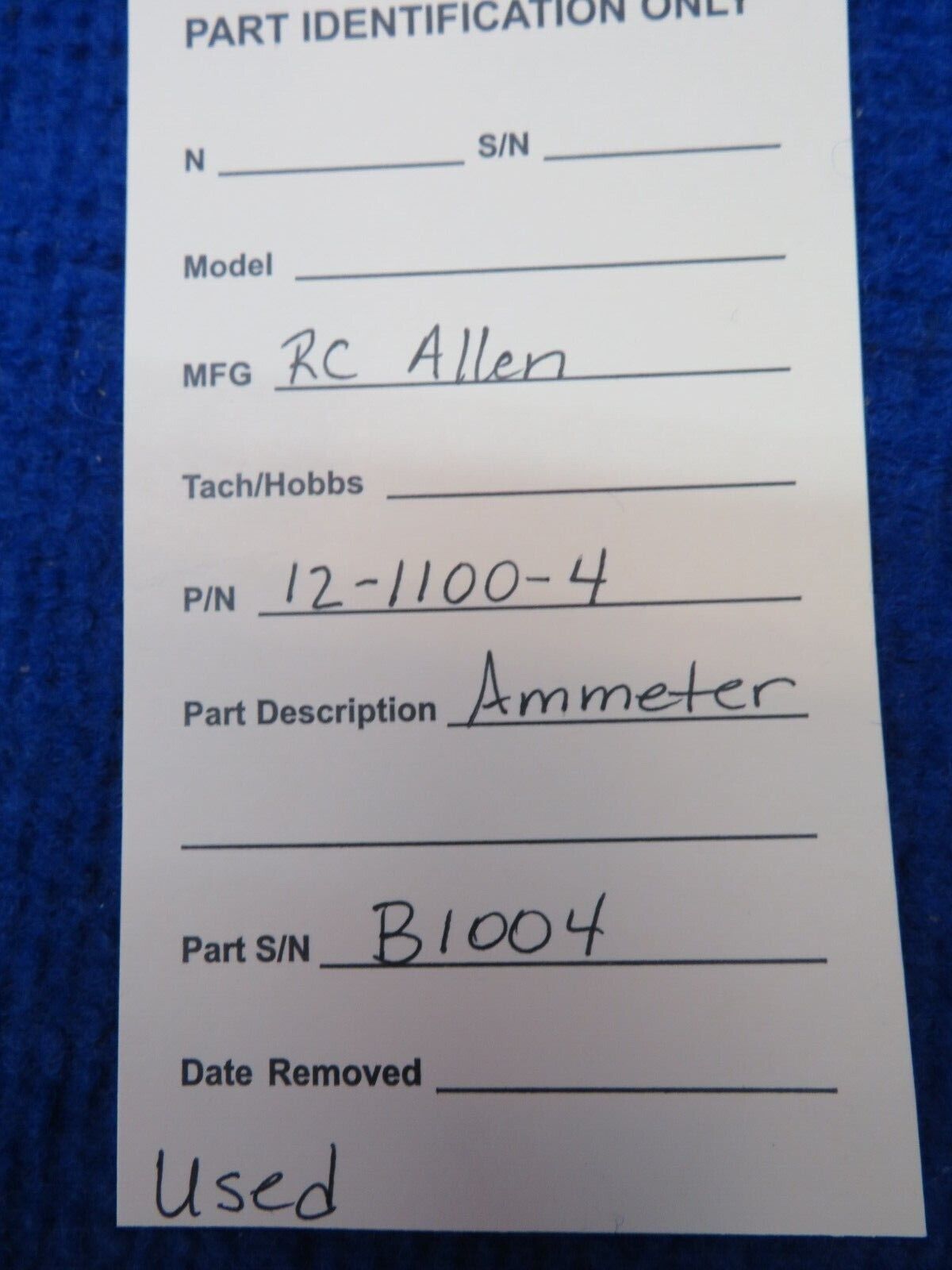 RC Allen Ammeter P/N 12-1100-4 (0622-482)