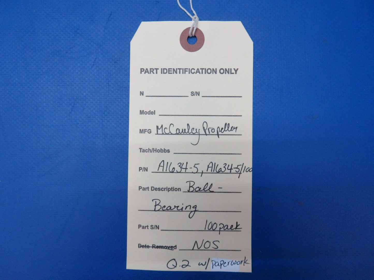 McCauley Threaded Propeller Ball Bearing 100 Pack P/N A1634-5 NOS (0523-615)