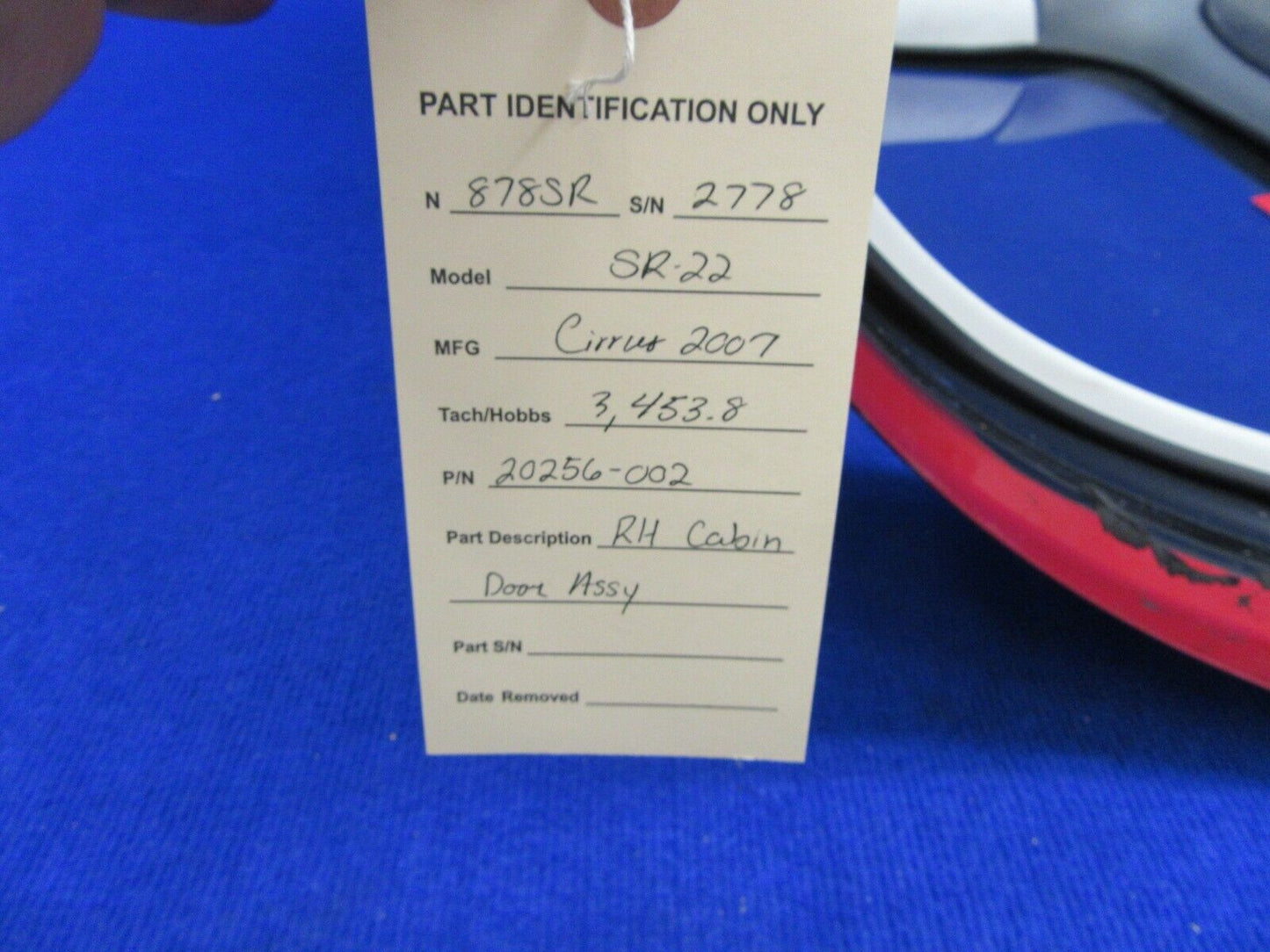 Cirrus SR-22 RH Cabin Door Assembly P/N 20256-002 (0122-384)