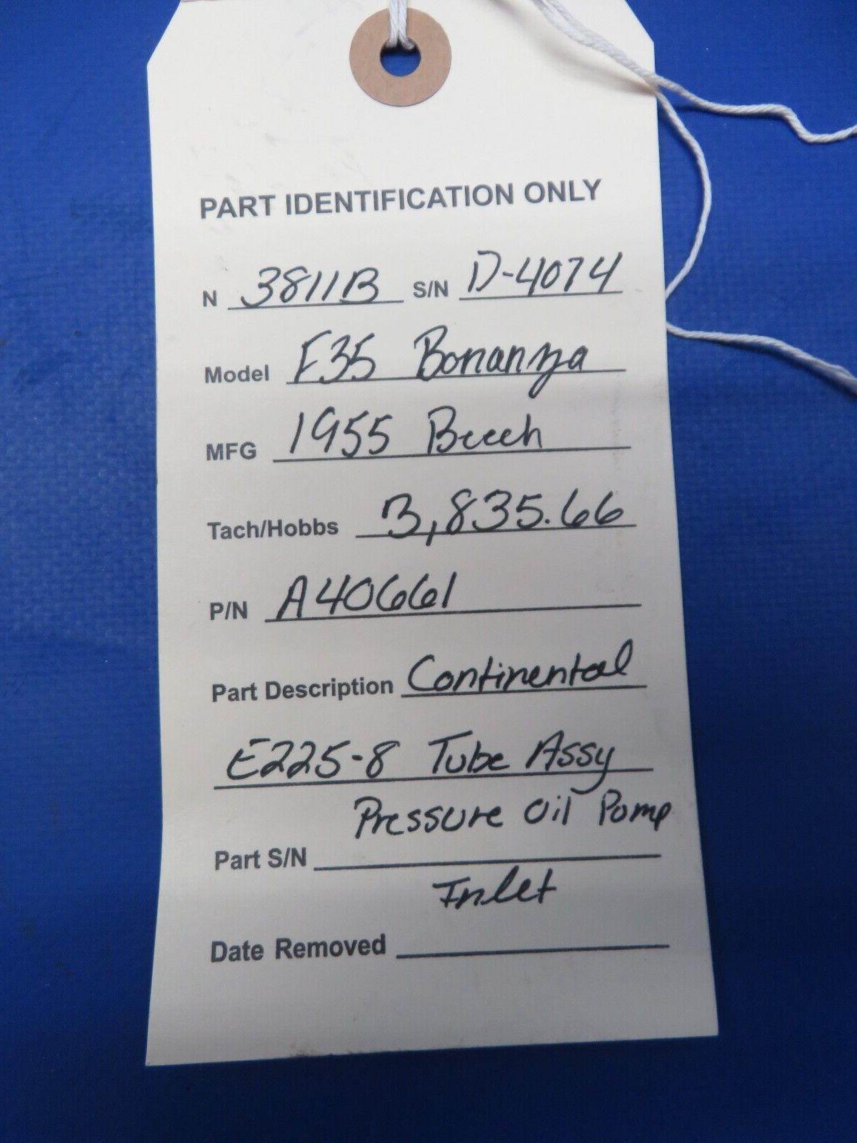 Continental E225-8 Tube Assy Pressure Oil Pump Inlet P/N A40661 (0723-692)