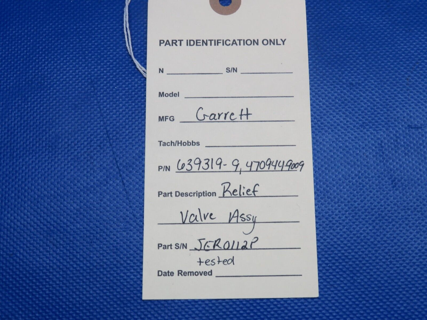 Garrett Relief Valve Assy P/N 639319-9 (0124-1123)