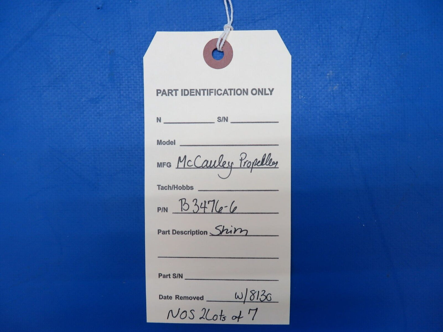McCauley Threaded Propeller Shim w/ 8130 P/N B3476-6 LOT OF 7 NOS (0523-618)