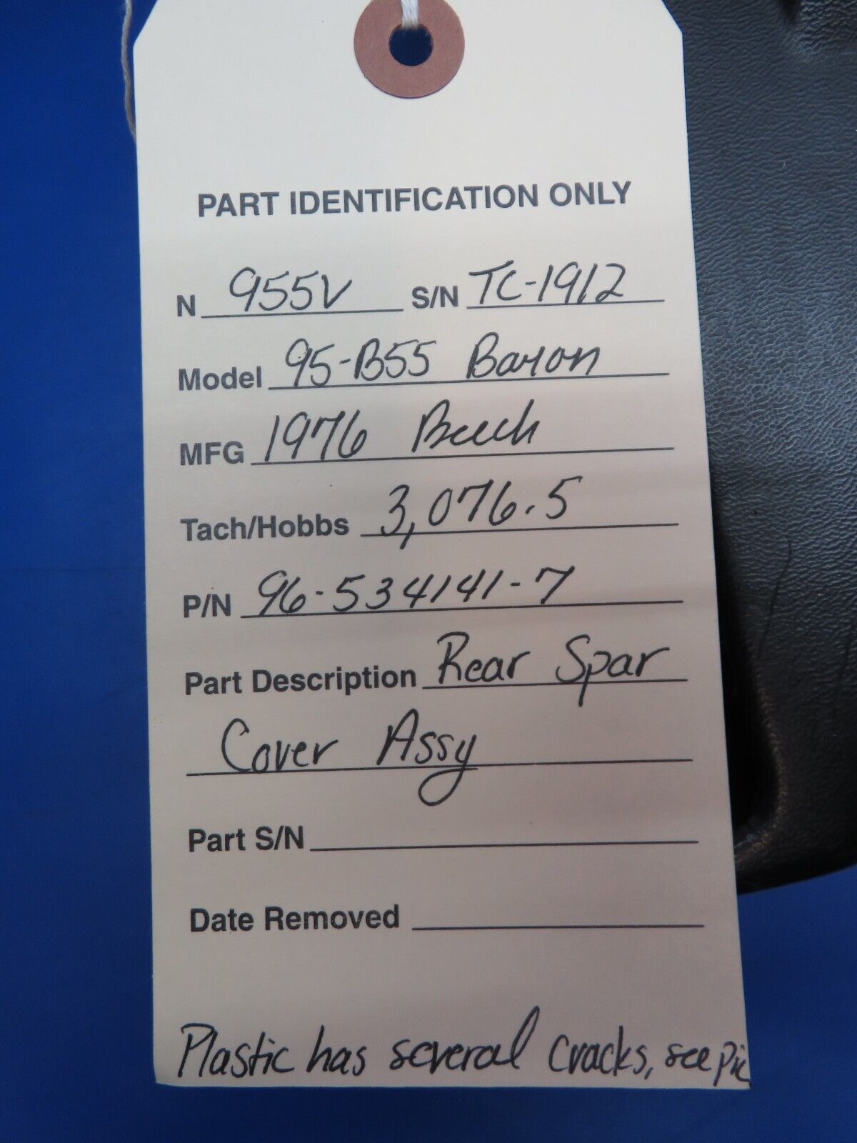 Beech 95-B55 Baron Rear Spar Cover Assy P/N 96-534141-7 (0623-314)
