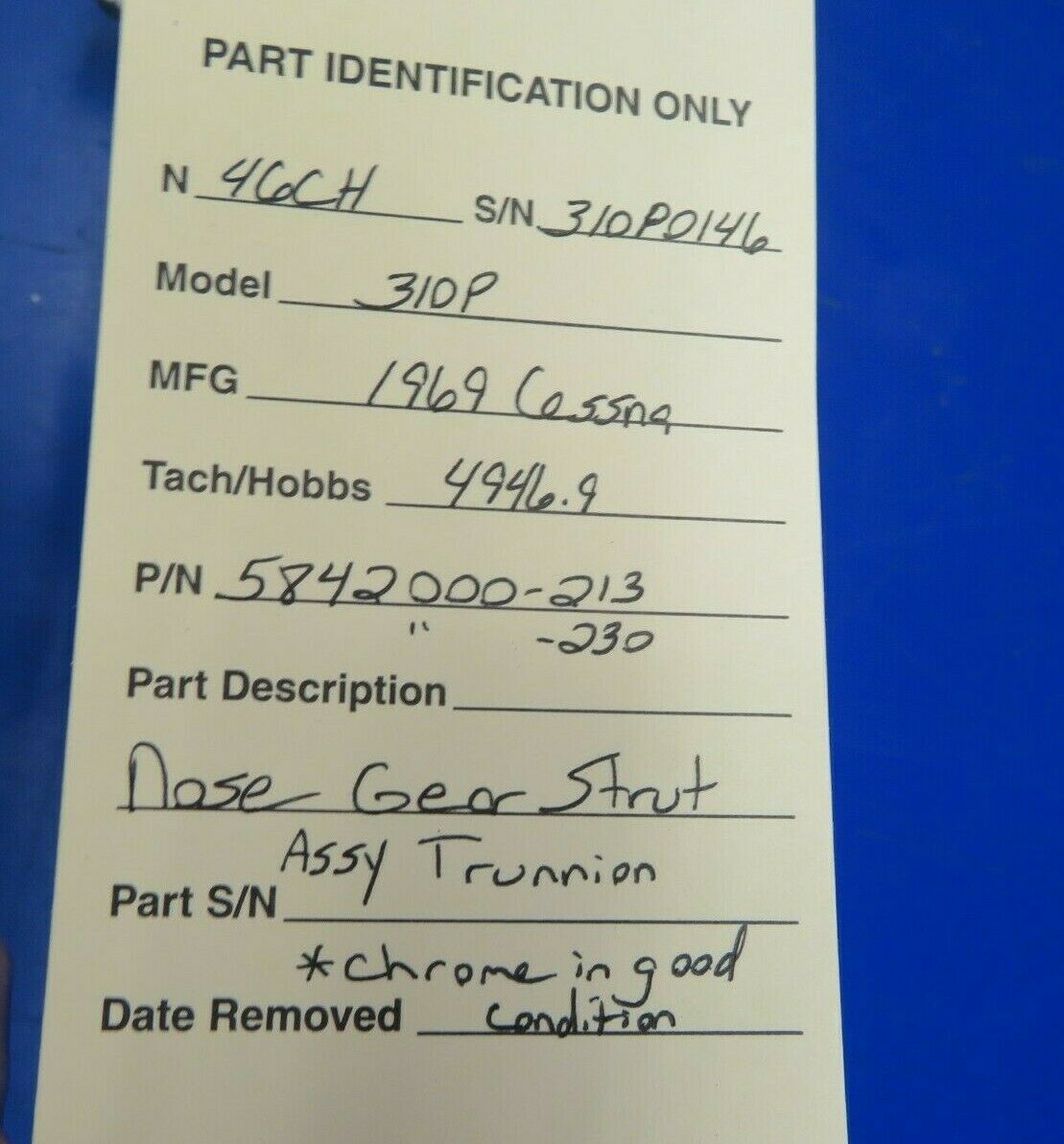 Cessna 310P Nose Gear Strut Assy Trunnion P/N 5842000-213 (0620-691)