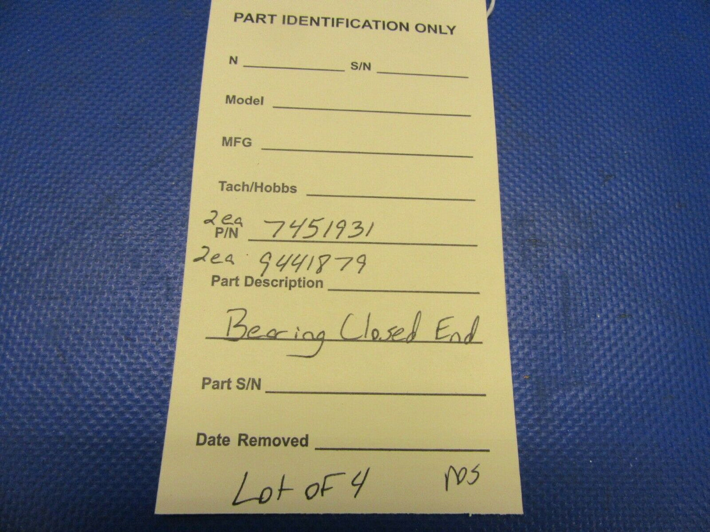 Bearing Closed End P/N 7451931, 9441879 LOT OF 4 NOS (0921-556)
