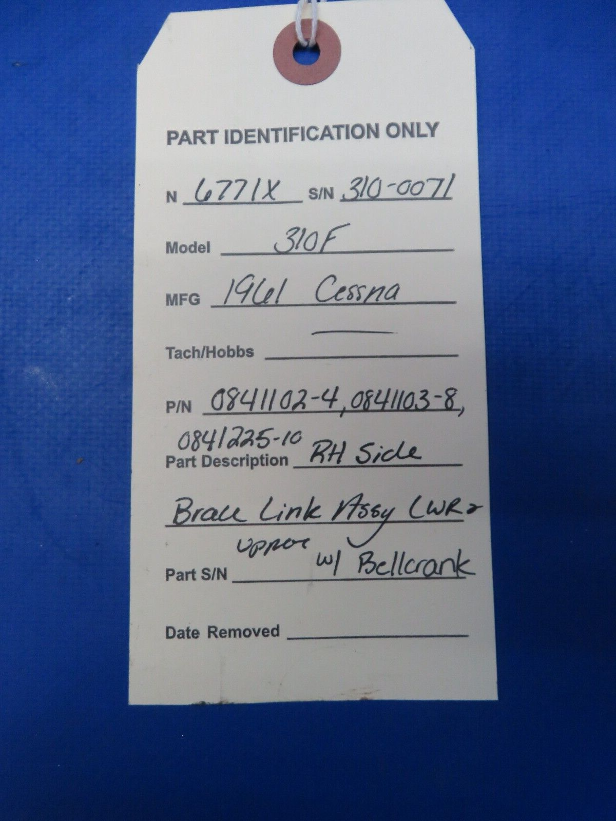 Cessna 310 RH Side Brace Link LWR & Upper w/ Bellcrank 0841102-4 (1123-374)