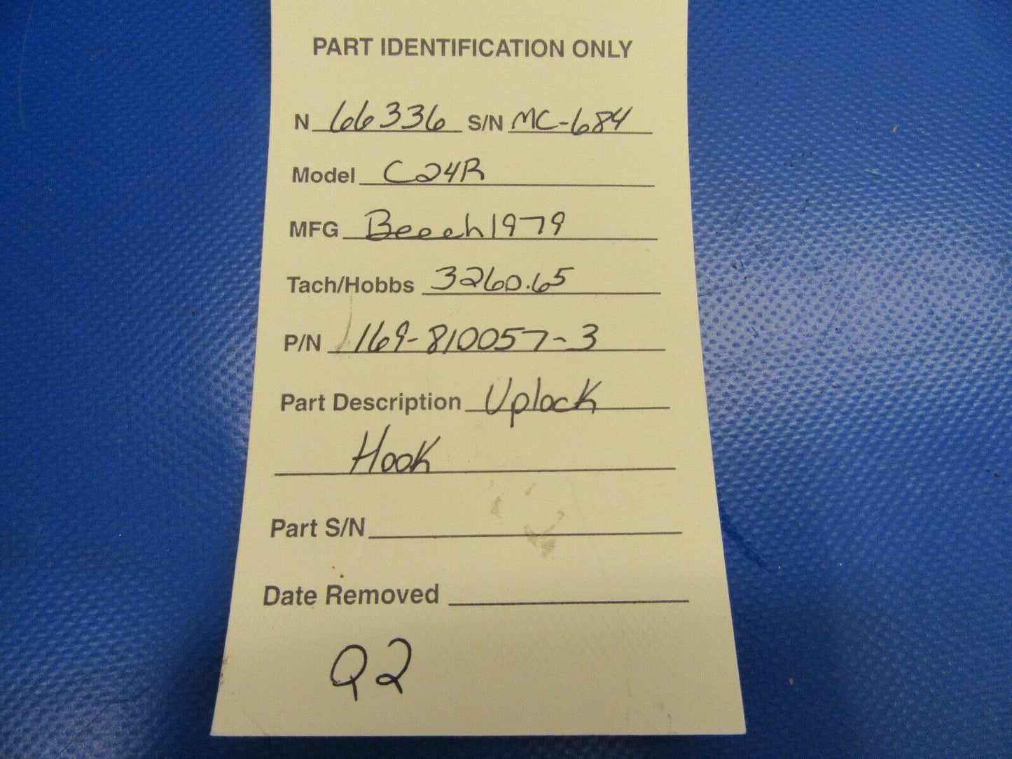 Beech Sierra C24R Uplock Hook P/N 169-810057-3 (0719-138)
