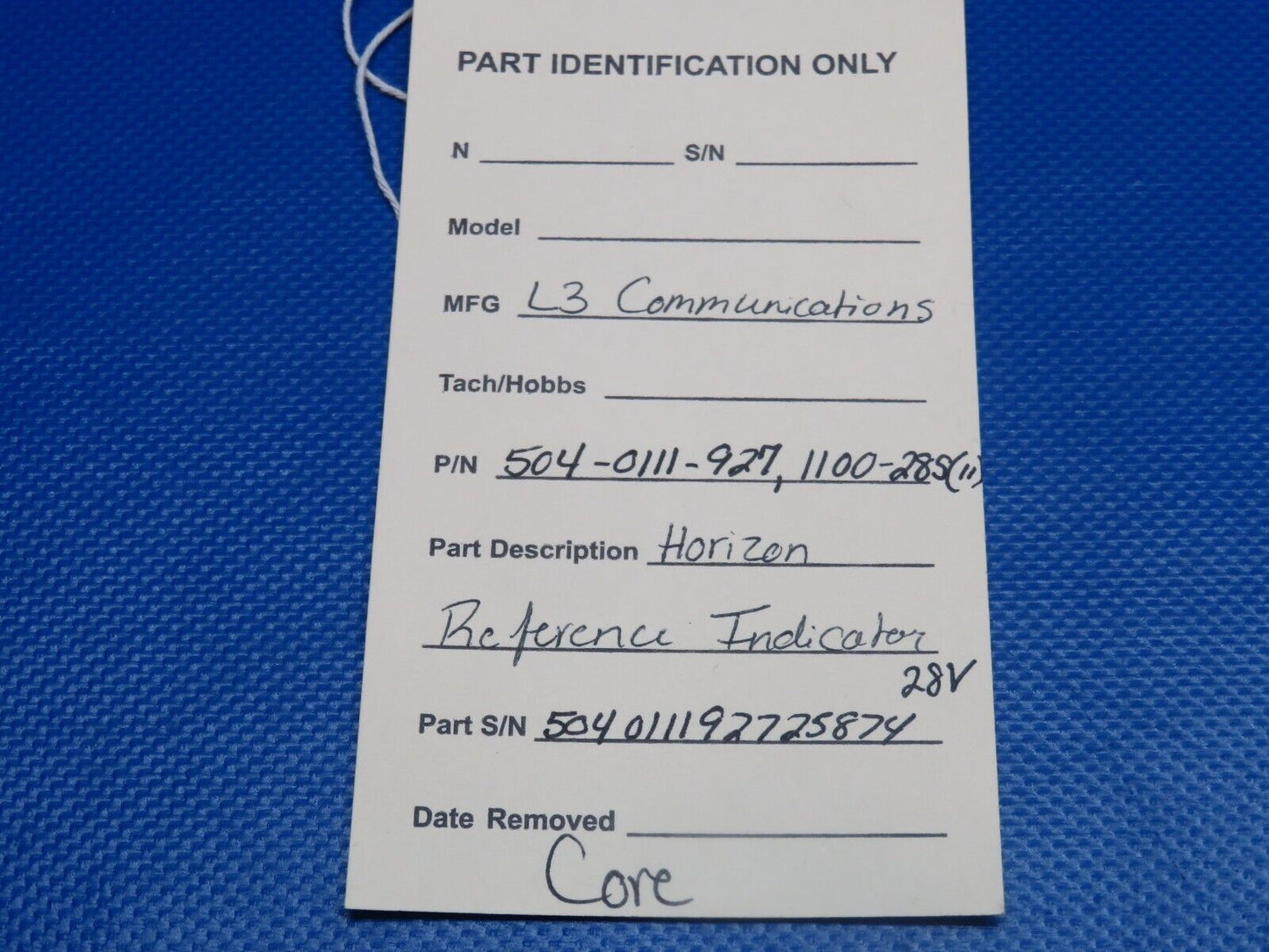 L3 Communications Horizon Reference Indicator 28V 504-0111-927 CORE (0124-1195)