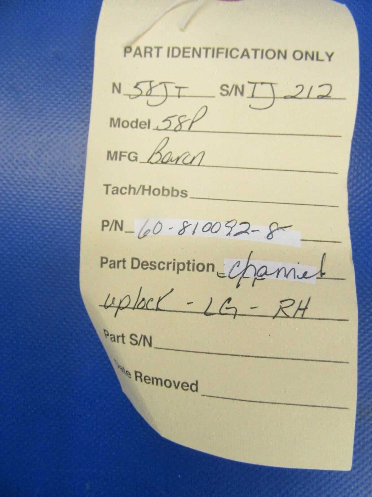 Beech Baron 58P Channel Uplock Landing Gear RH P/N 60-810092-8 (0618-193)