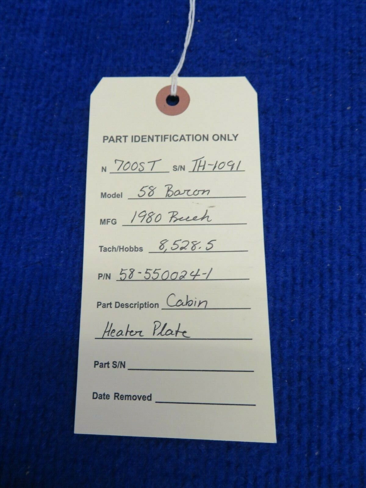 Beech 58 Baron Cabin Heater Plate P/N 58-550024-1 (0422-303)