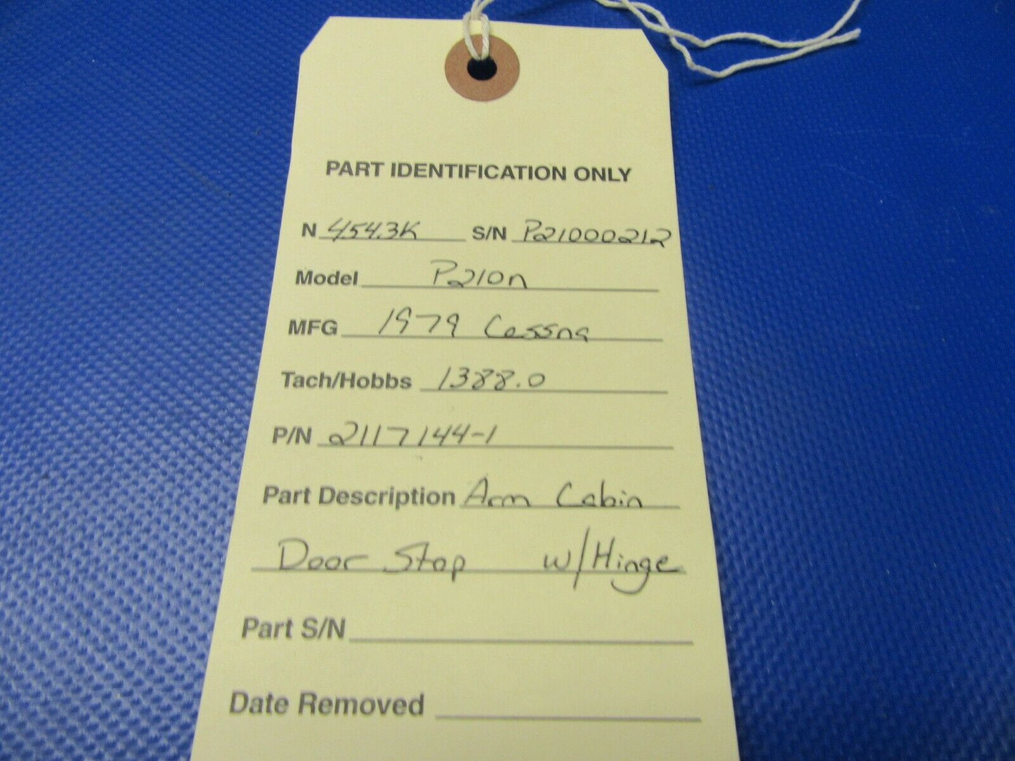 Cessna P210N Arm Cabin Door Stop / Arm w / Hinge P/N 2117144-1 (0421-536)