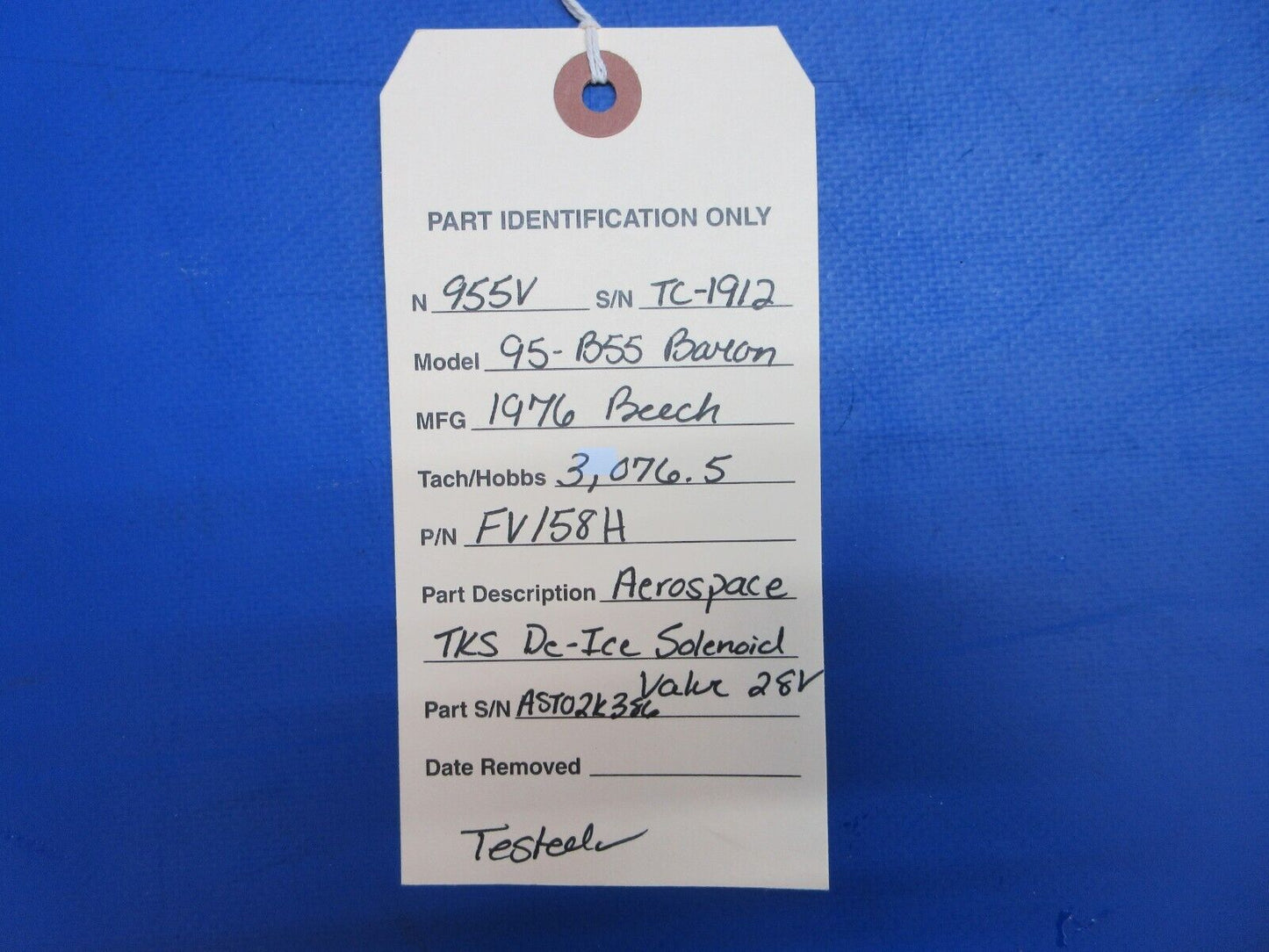 Beech 95-B55 Baron Aerospace TKS De-Ice Solenoid Valve 28v P/N FV158H (0623-151)