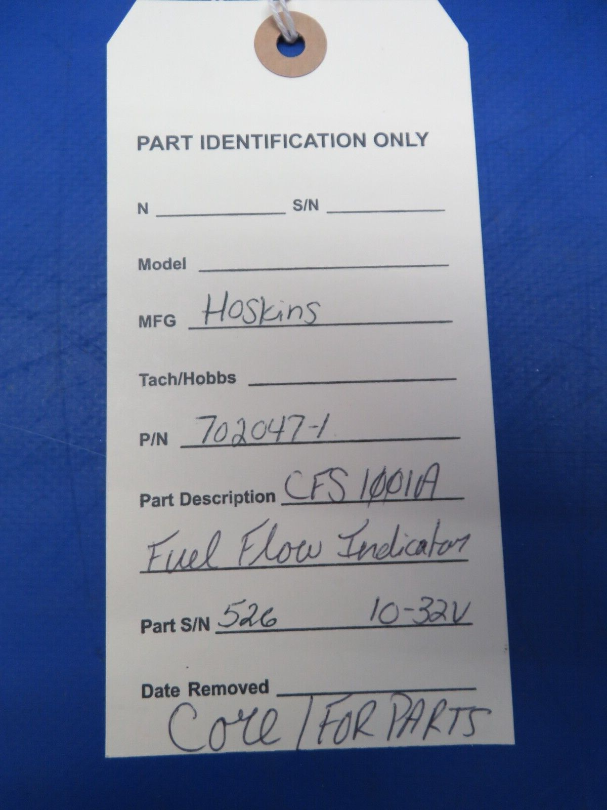 Hoskins CFS1001A Fuel Flow Indicator 10-32v P/N 702047-1 CORE / PARTS (0923-501)