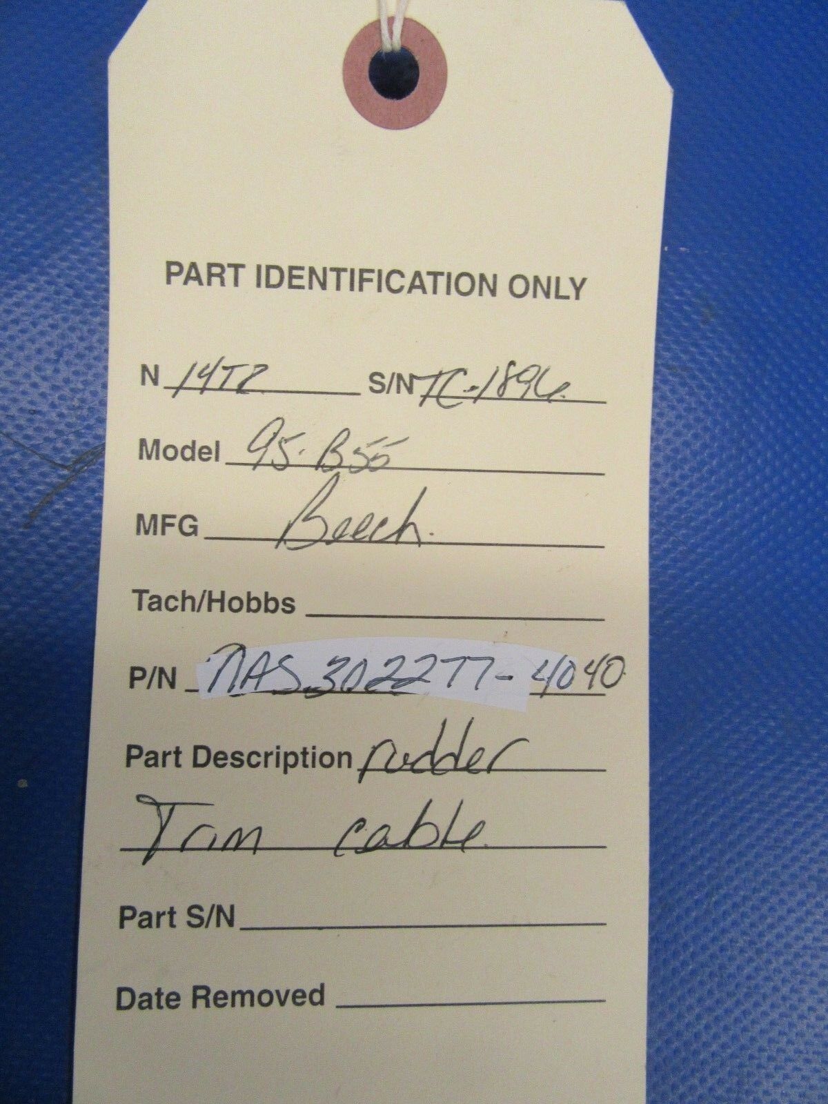 Beech Baron 95-B55 Cable Assy Rudder Trim P/N NAS302277-4040 (1018-280)