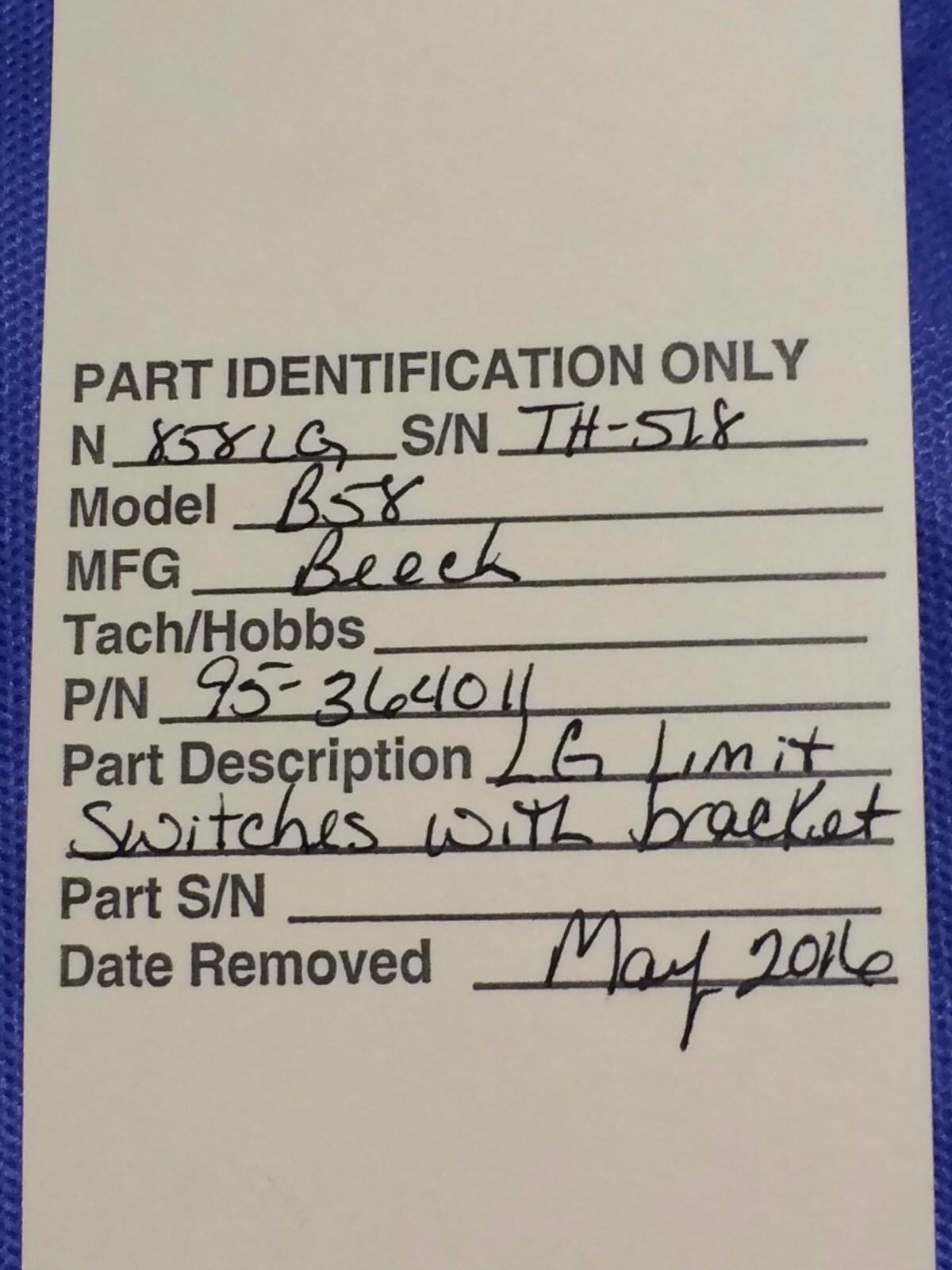 Beech Baron 58 Landing Gear Limit Switch Assy & Bracket P/N 95-364011 (0916-46)