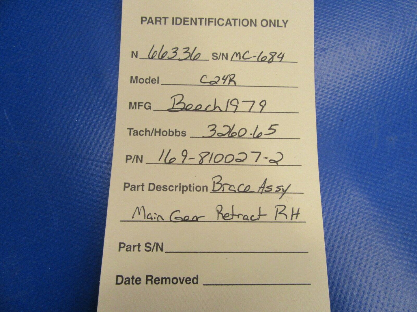 Beech Sierra C24R Brace Assy Main Gear Retract RH P/N 169-810027-2 (0719-148)