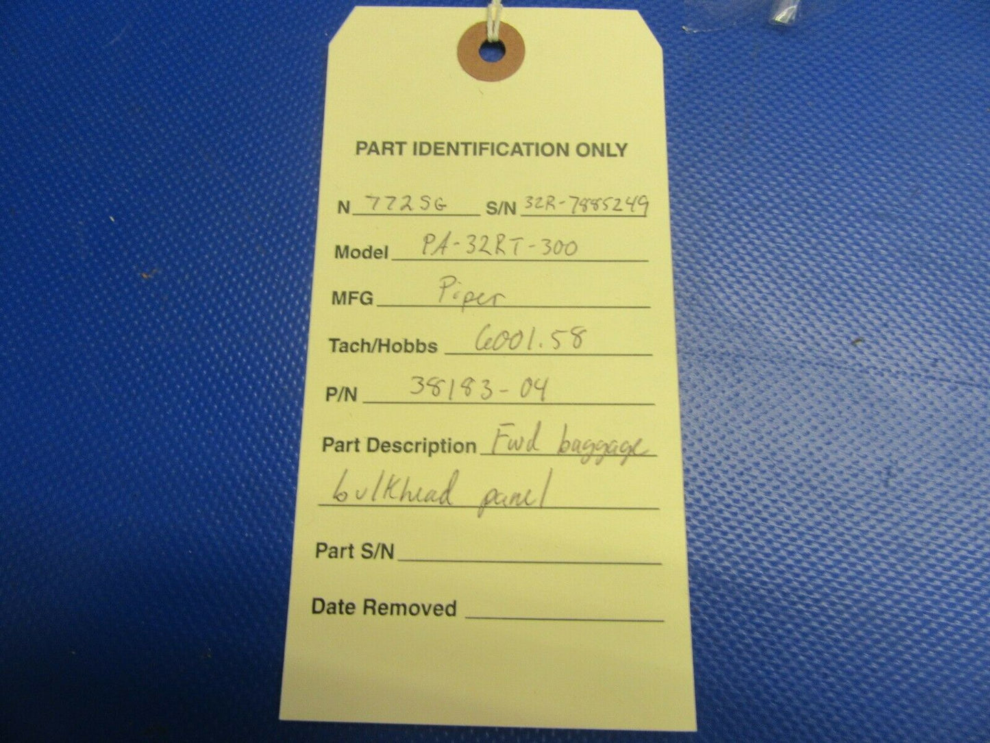 Piper PA-32RT Panel Baggage Bulkhead FWD P/N 38183-04, 38183-004 (0521-544)
