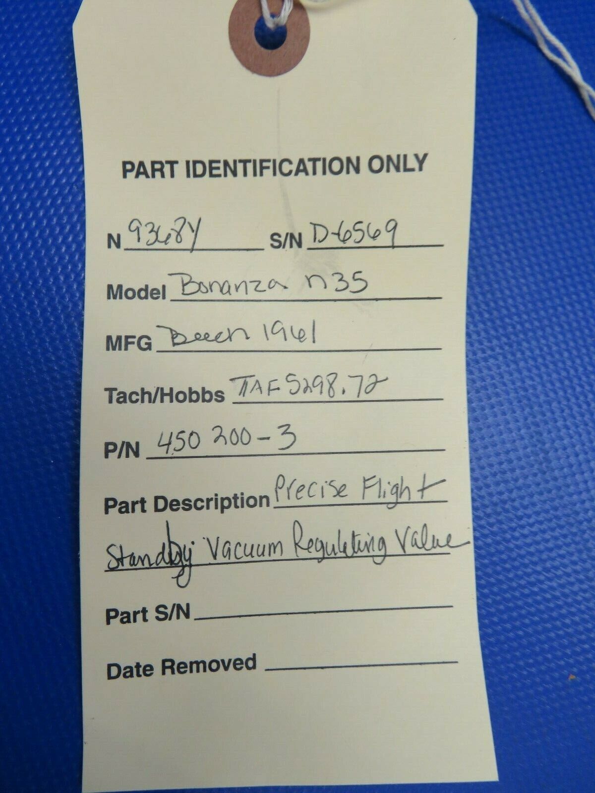 Precise Flight Stand-By Vacuum Regulating Valve 450200-3 Beech N35 (0221-35)