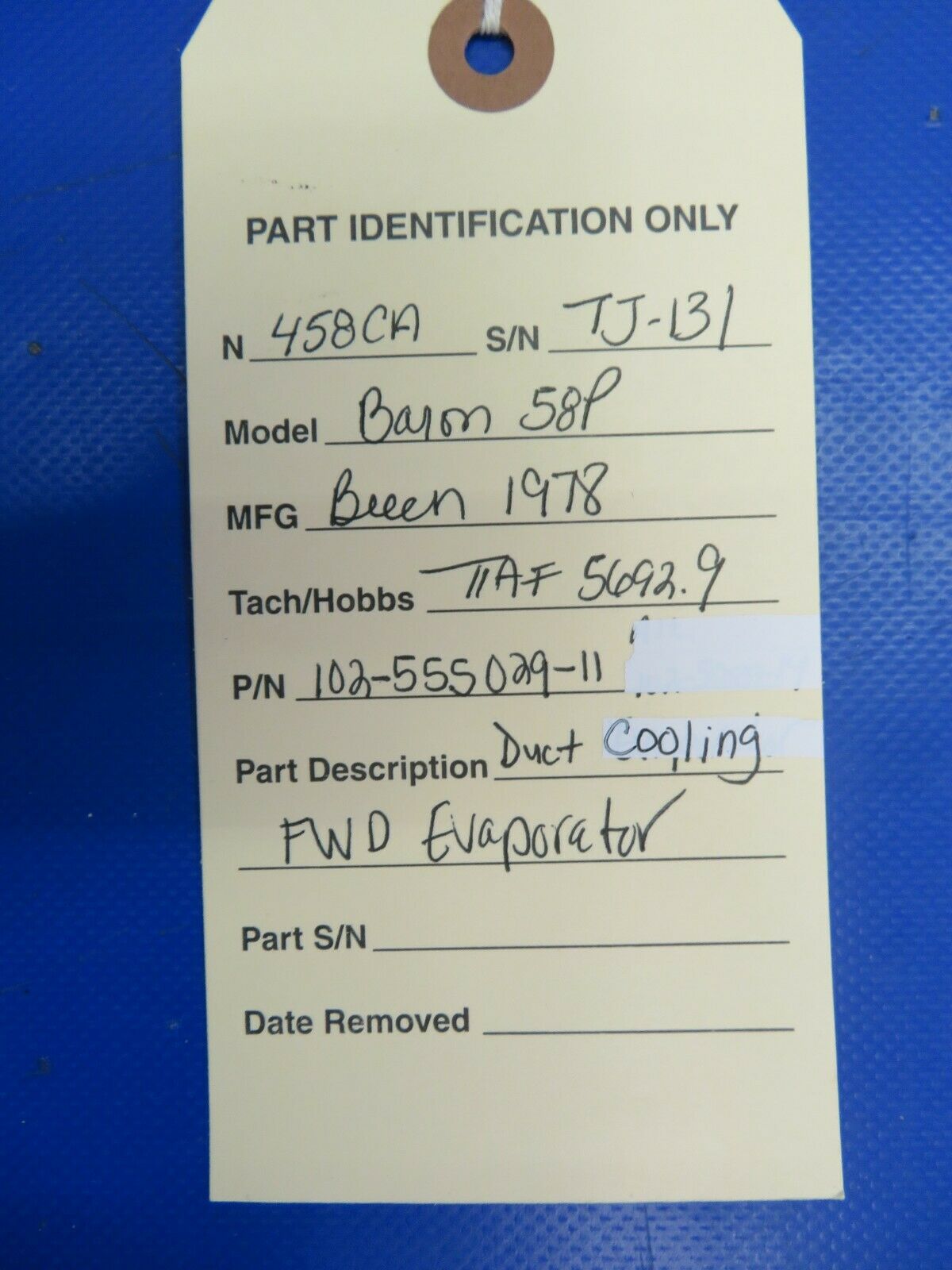 Beech Baron 58P Duct Cooling FWD Evaporator 102-555029-11 (0420-39)