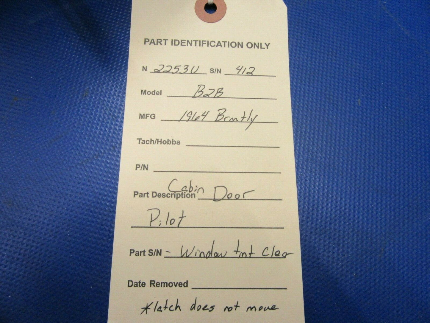 Brantly B2B Helicopter Cabin Door Pilot (0921-496)