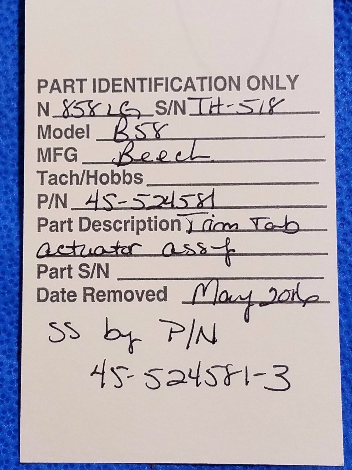 Beech Baron 58 Trim Tab Actuator Assy P/N 45-524581-3 (0616-211)