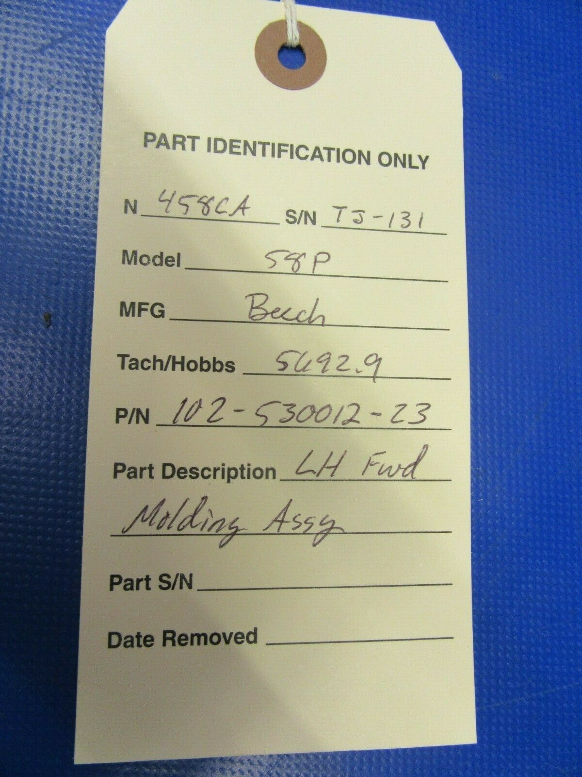 Beech Baron 58P LH Forward Window Molding Assembly P/N 102-530012-23 (0420-212)