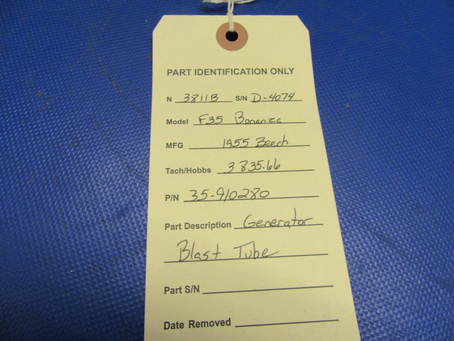 1955 Beech F35 Cabin Heat Overboard Tube (1021-404)