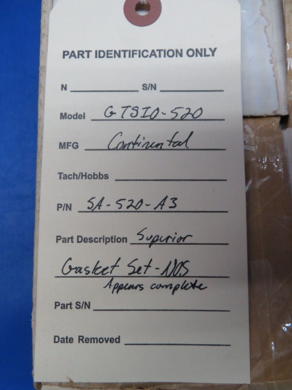 Continental GTSIO-520 Superior Gasket Set P/N SA-520-A3 NOS (1123-480)