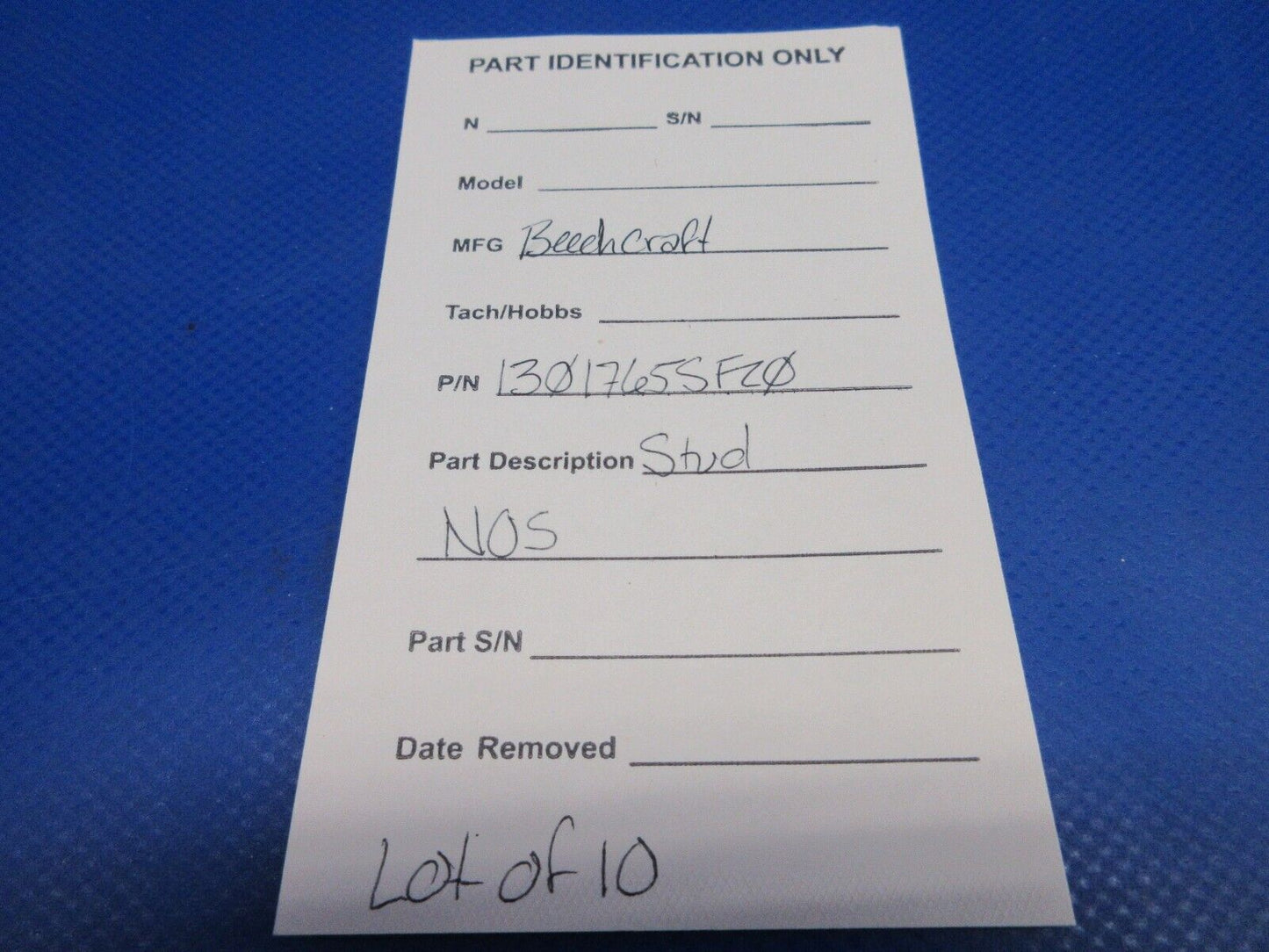 Beechcraft Studs P/N 1301765SF20 LOT OF 10 NOS (0224-1659)
