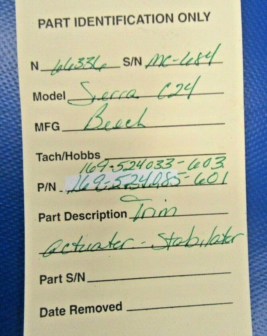 Beech Sierra C24R Trim Actuator Stabilater 169-524085-601 (0219-77)