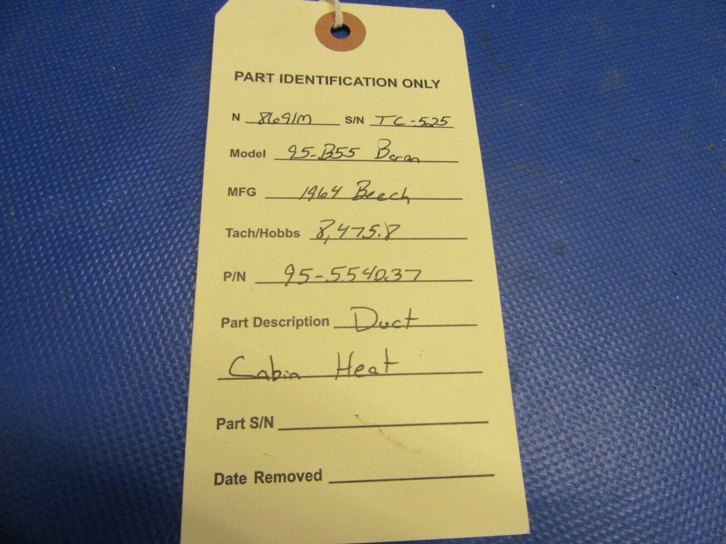 Beech Baron 95-B55 Duct Cabin Heat P/N 95-554037 (1121-341)