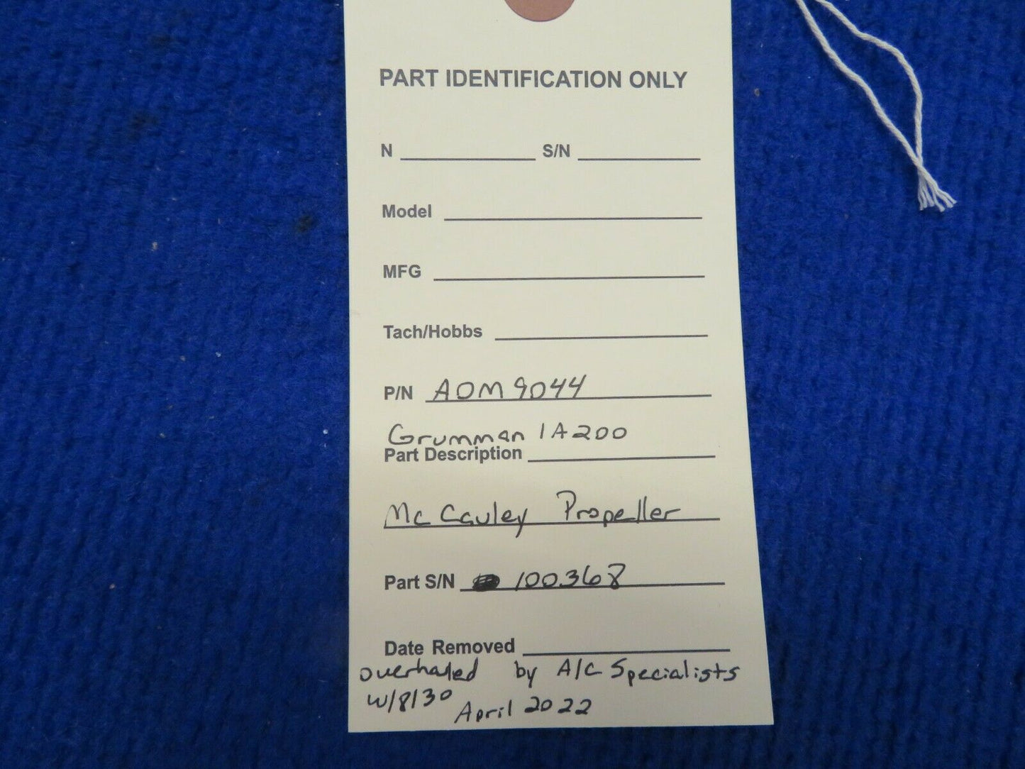 McCauley Propeller P/N 1A200/AOM9044 OH w/ 8130 (0522-142)