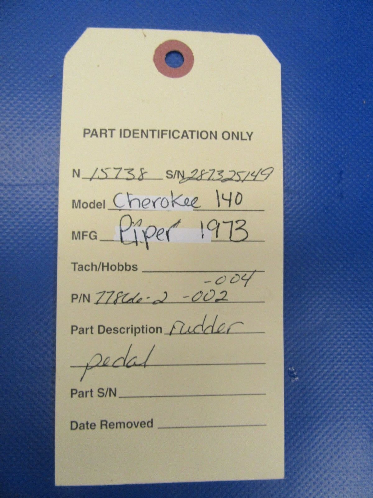 Piper Cherokee 140 Rudder Pedal P/N 77866-2, 77866-004 (1118-74)
