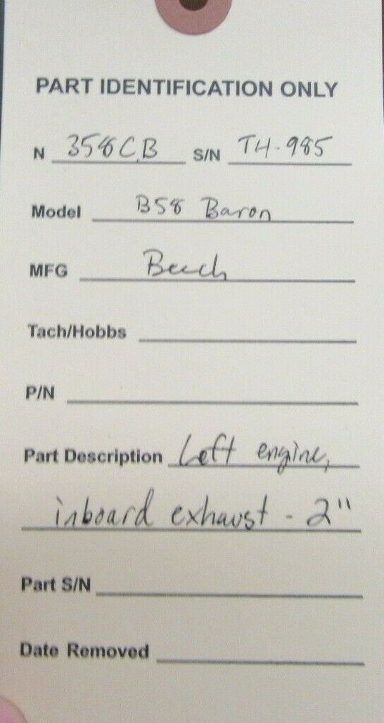 Beech B58 Baron Left Engine Inboard Exhaust - 2" (0921-459)