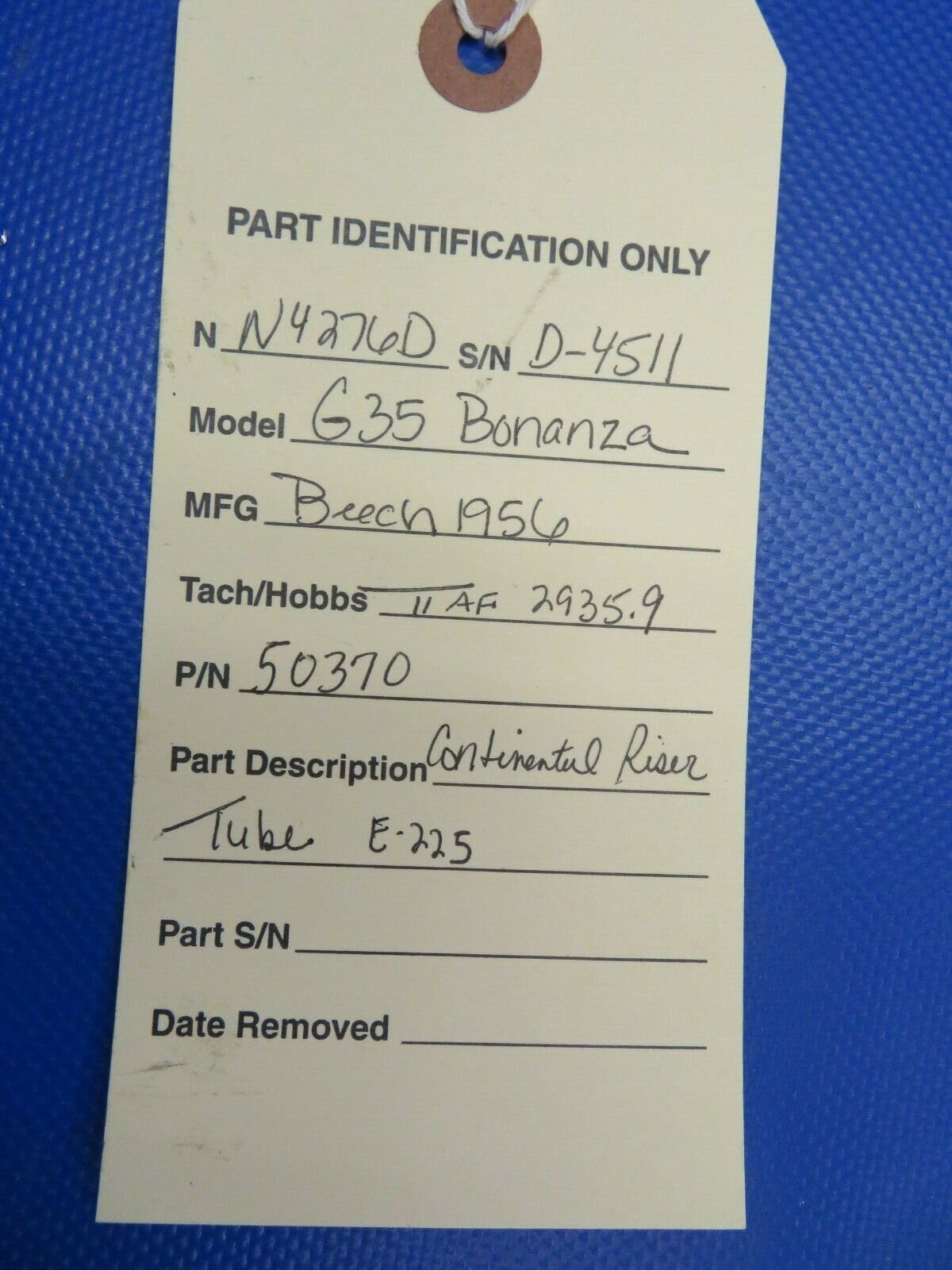 Beech Bonanza G35 Continental E-225 Riser Tube 50370 (0321-34)