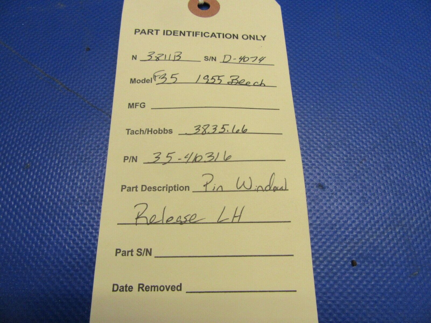 Beech F35 Pin Window Release LH P/N 35-410316 (1021-414)