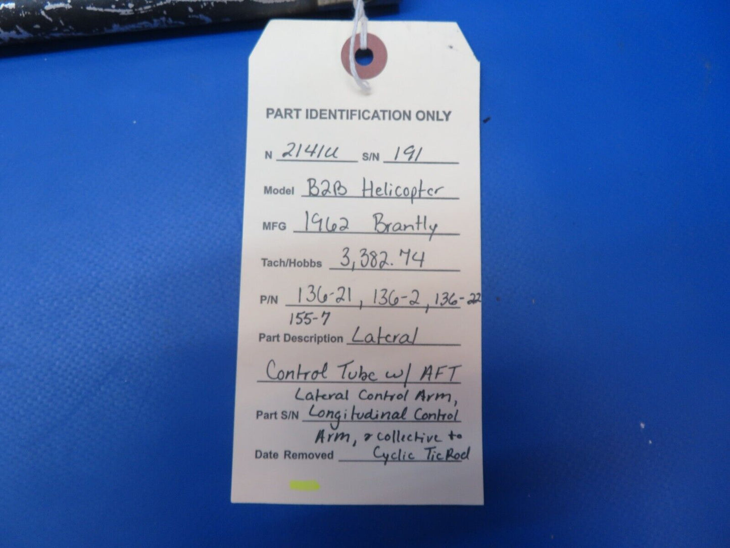 Brantly B2B Helicopter Lateral Control Tube w/ AFT P/N 136-21 (1022-835)