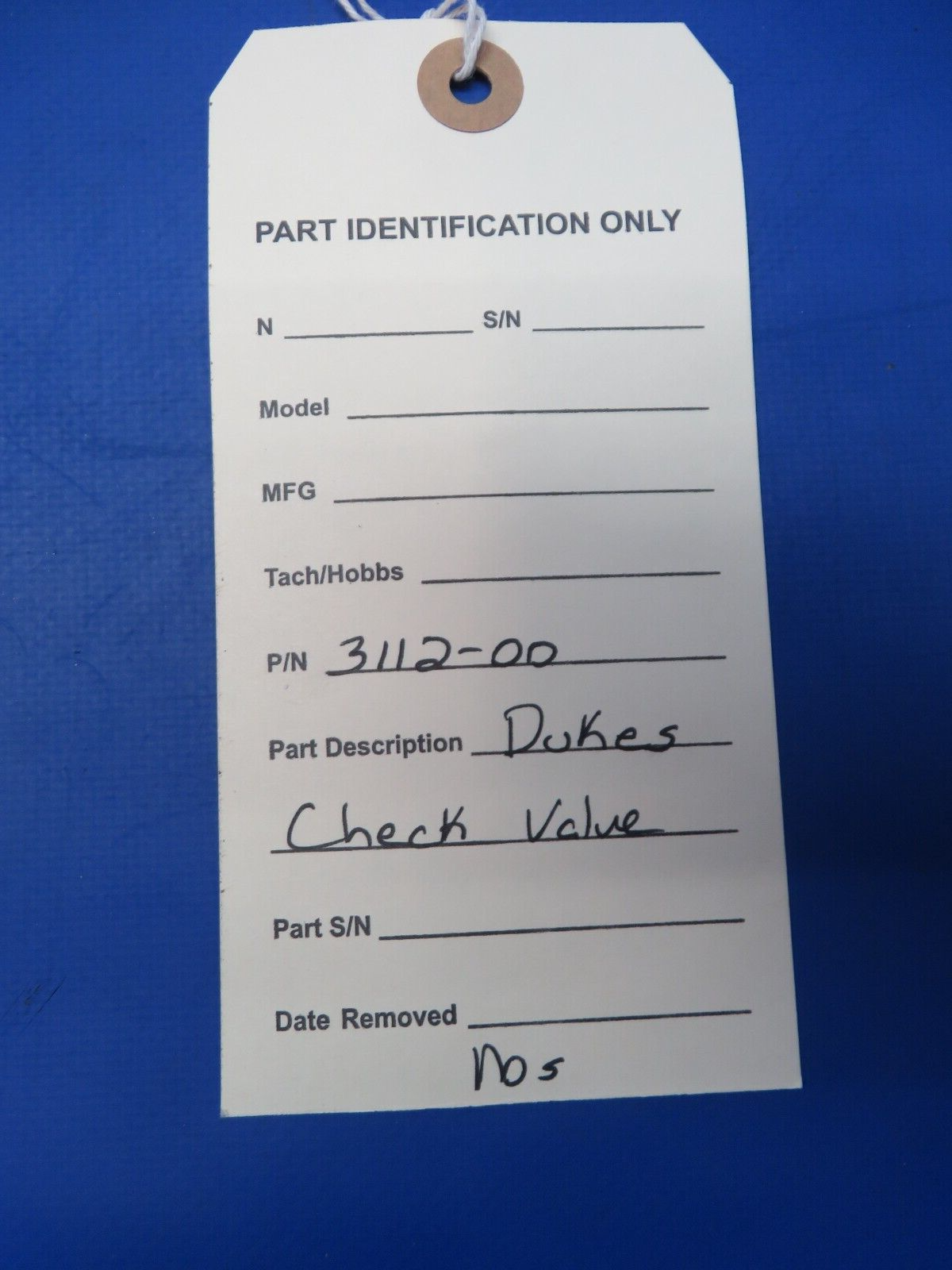 Dukes Check Valve P/N 3112-00 NEW OLD STOCK (0923-655)