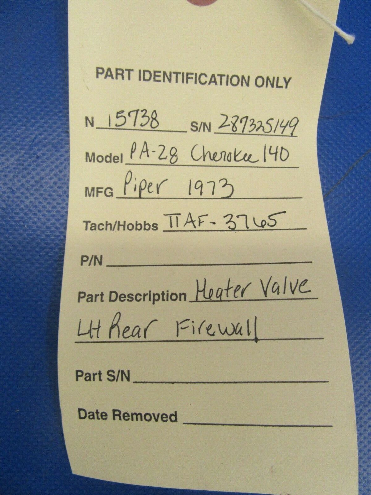Piper Cherokee 140 Heater Valve Firewall LH Rear (0319-88)