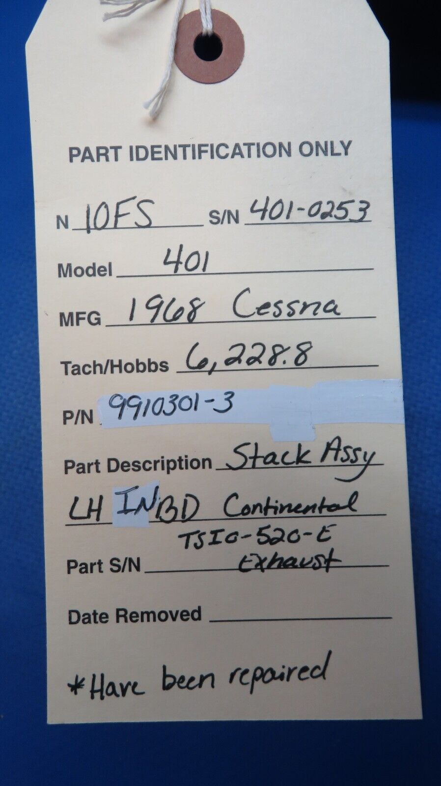 Cessna 401 Stack LH INBD Continental TSIO-520-E Exhaust P/N 9910301-3 (0523-252)