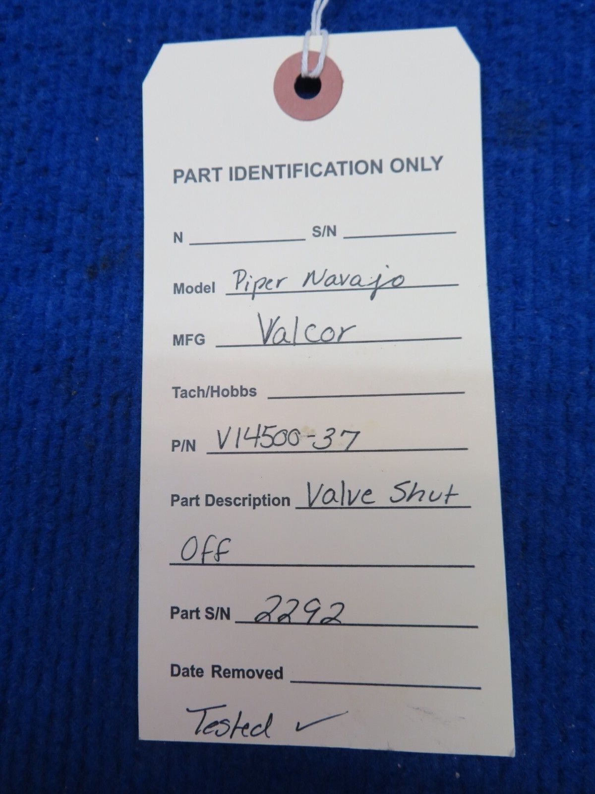 Piper Navajo Valcor Valve Shut Off P/N V14500-37 (0822-344)