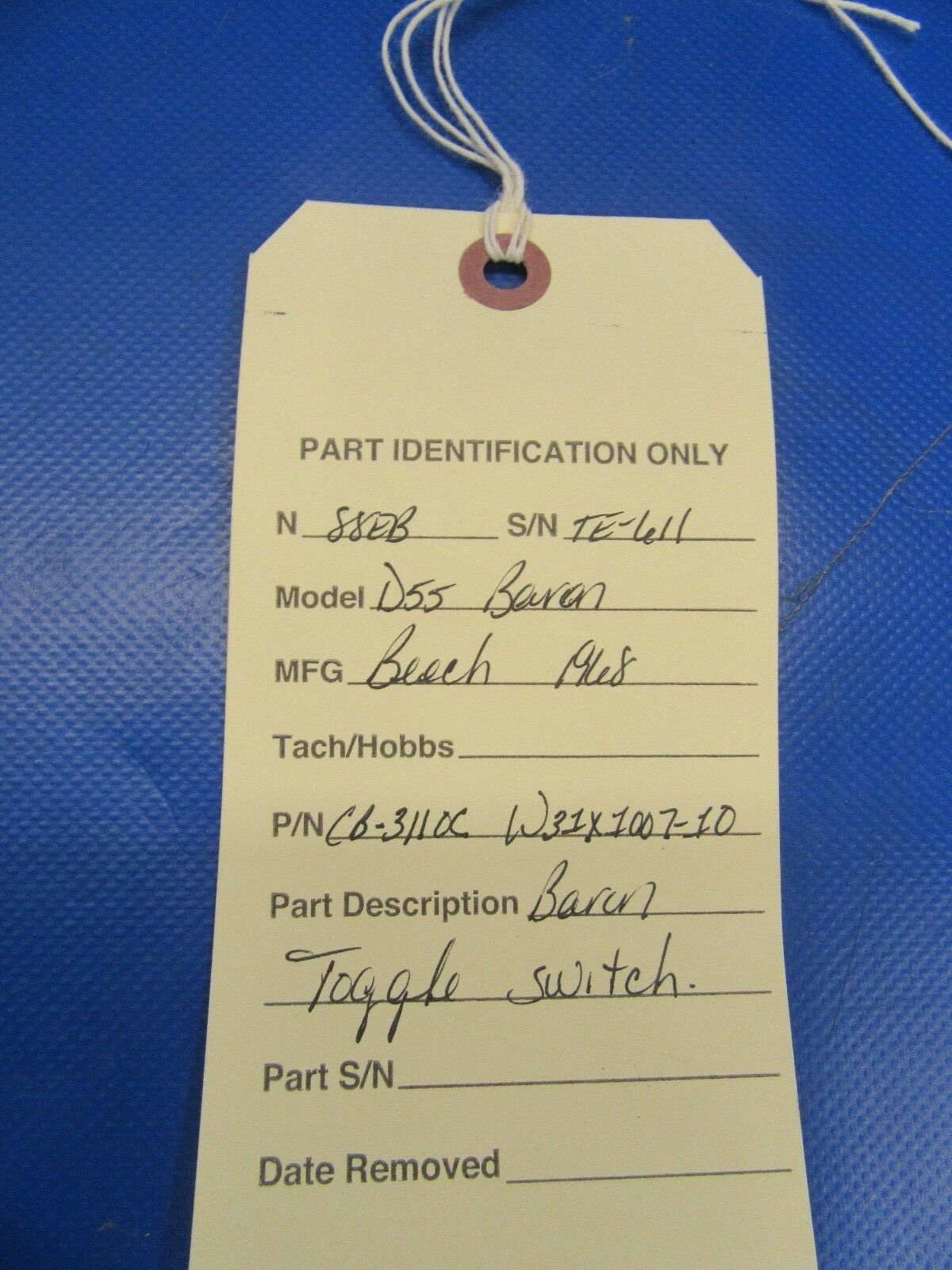 Beech Baron D55 Toggle Switch P/N CB-311OC W31X1007-10 (1217-124)