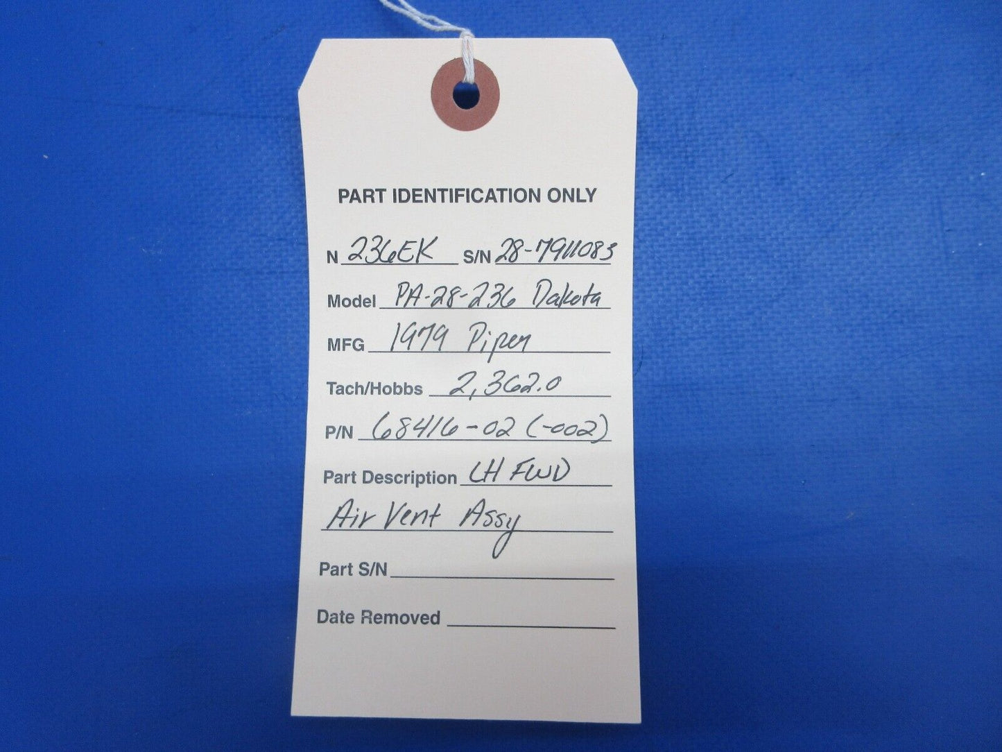 Piper PA-28-236 Dakota LH FWD Air Vent Assy P/N 68416-02 (0623-273)